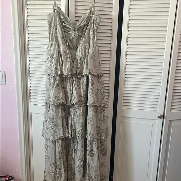 V. Chapman Sage Green Floral Maxi Dress - Picture 3 of 5